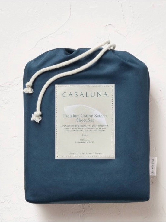 Casaluna Other - California King 600 Thread Count
Sateen Sheet Set in Dark Mineral Blue